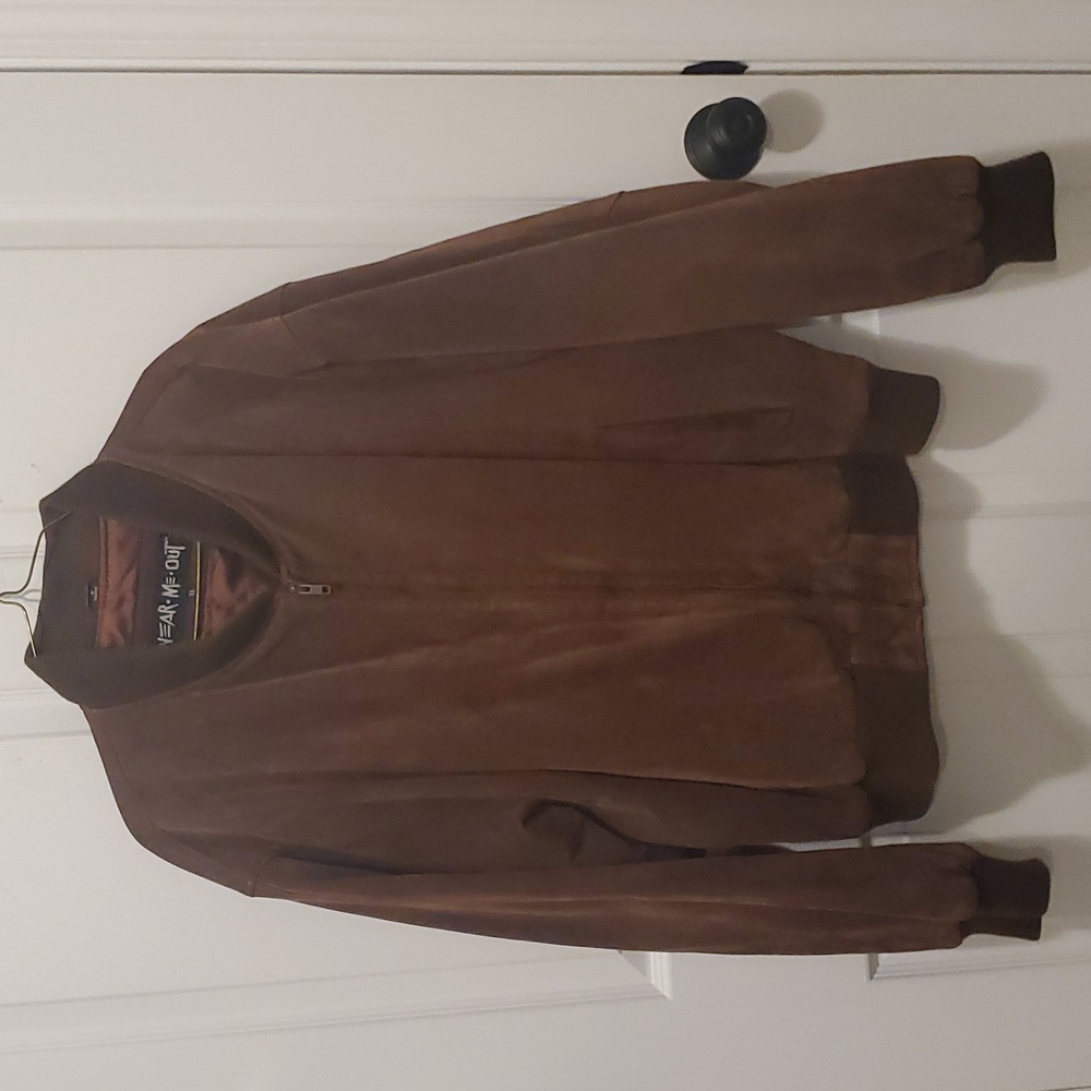 Vintage 80's/90s Brown sueded leather bomber jacket men's size XL